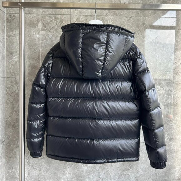 Moncler Shiny Black Puffer Jacket with Red Accents - Picture 2 of 9